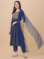 Thumbnail for Nayra Cut Bandhani Printed & Embroidered Kurta With Pant & Dupatta Set, Multicolor - Hiral Fashion - Dista