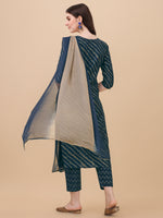 Thumbnail for Leheriya Printed & Embroidered Kurta With Pant & Dupatta Set, Multicolor - Hiral Fashion - Distacart