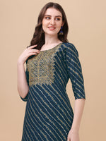Thumbnail for Leheriya Printed & Embroidered Kurta With Pant & Dupatta Set, Multicolor - Hiral Fashion - Distacart