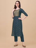 Thumbnail for Leheriya Printed & Embroidered Kurta With Pant & Dupatta Set, Multicolor - Hiral Fashion - Distacart