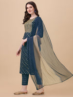 Thumbnail for Leheriya Printed & Embroidered Kurta With Pant & Dupatta Set, Multicolor - Hiral Fashion - Distacart