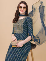 Thumbnail for Leheriya Printed & Embroidered Kurta With Pant & Dupatta Set, Multicolor - Hiral Fashion - Distacart