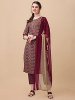 Thumbnail for Printed Kurta With Pant And Dupatta Set, Multicolor - Hiral Fashion - Distacart
