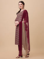 Thumbnail for Printed Kurta With Pant And Dupatta Set, Multicolor - Hiral Fashion - Distacart