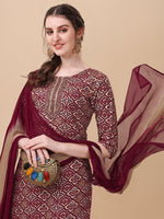 Thumbnail for Printed Kurta With Pant And Dupatta Set, Multicolor - Hiral Fashion - Distacart