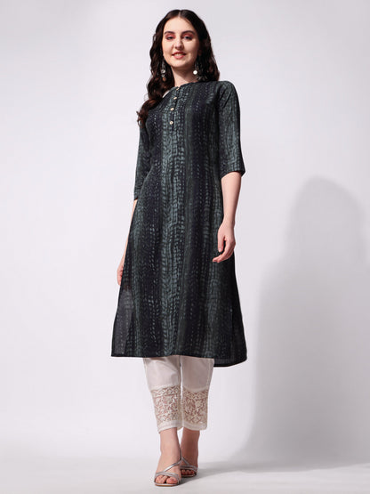 Shibori Printed Front Button Kurta, Multicolor - Hiral Fashion - Distacart