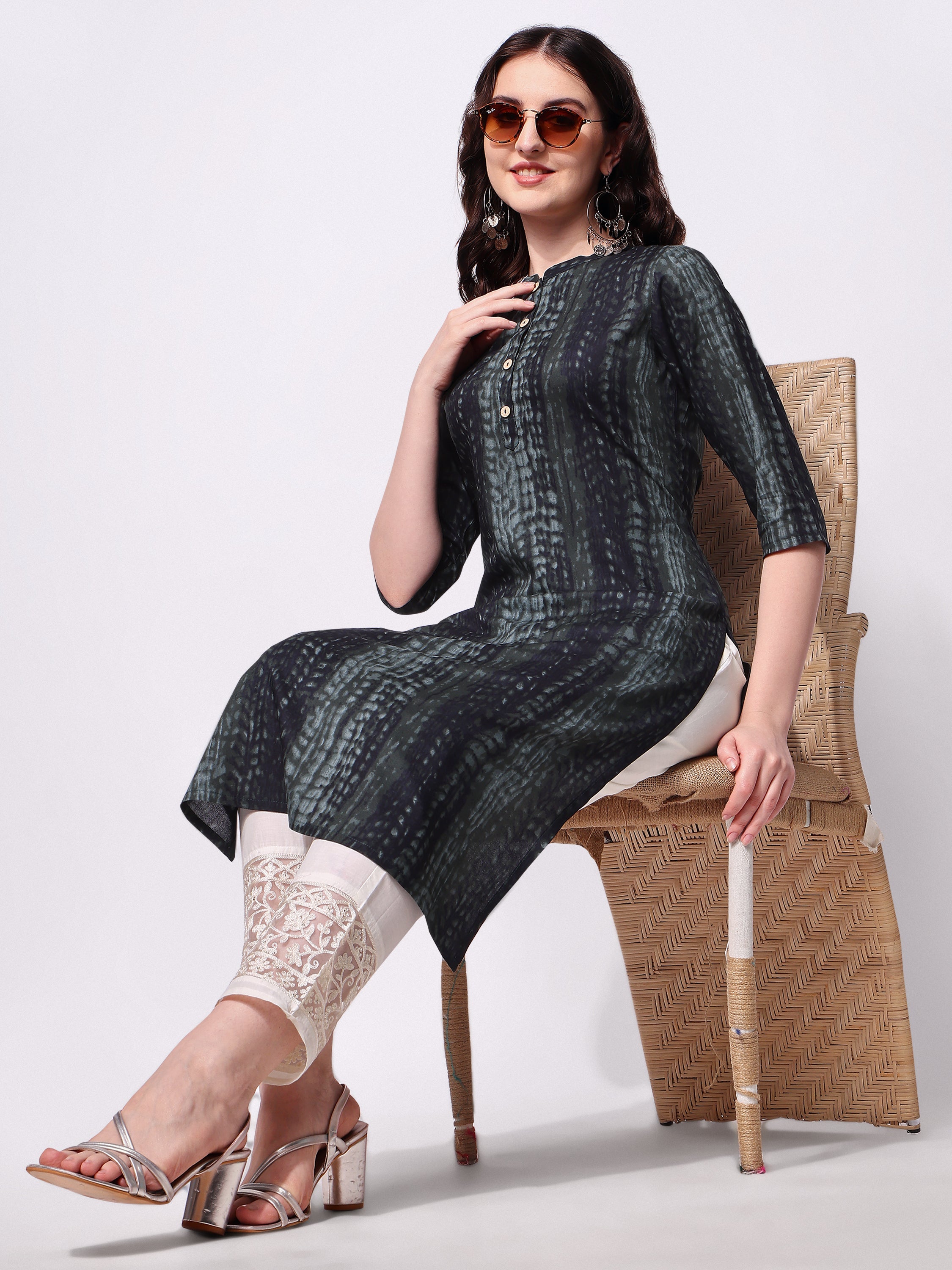 Shibori Printed Casual Wear Kurta, Multicolor - Hiral Fashion - Dista