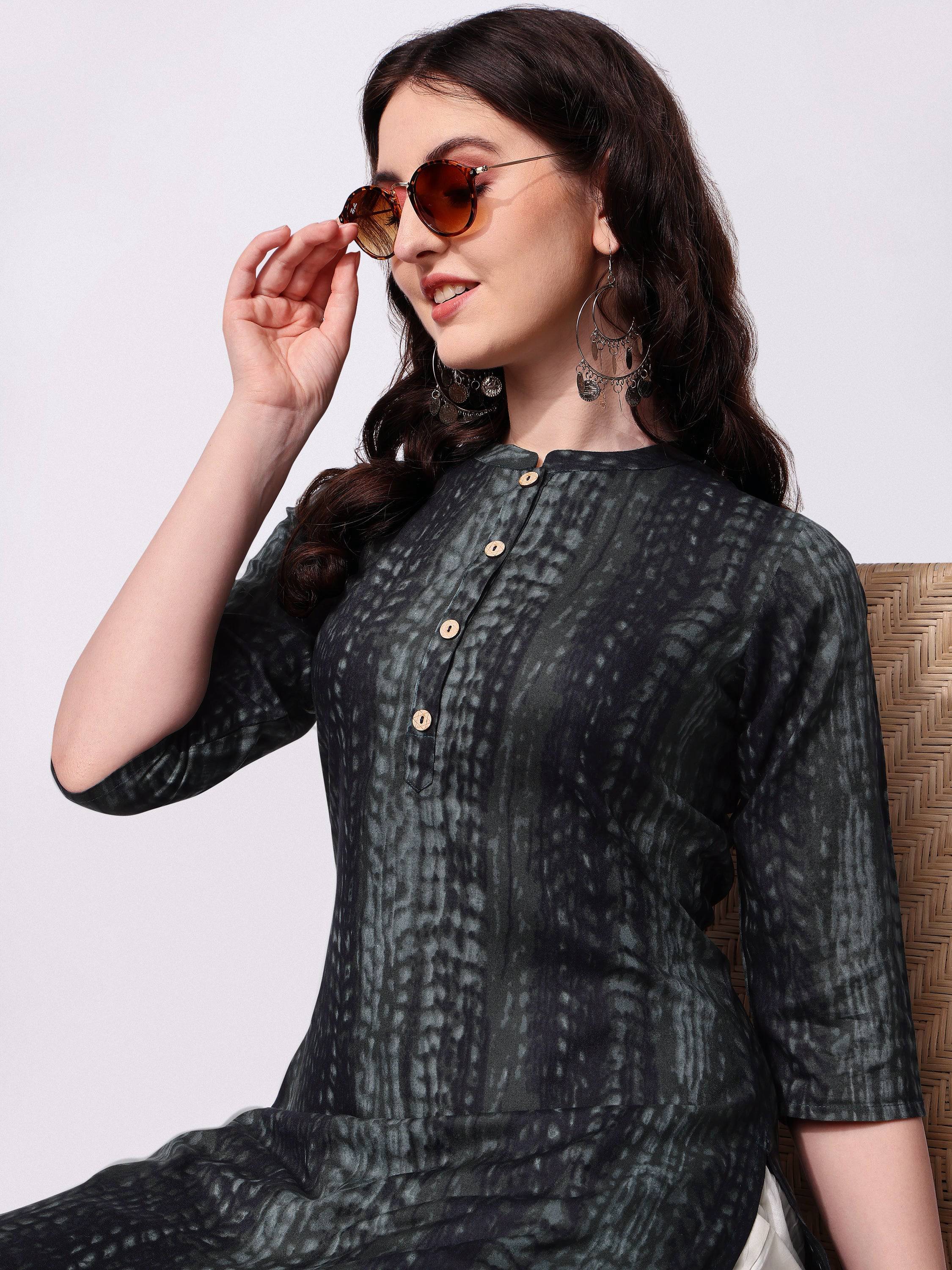 Shibori Printed Casual Wear Kurta, Multicolor - Hiral Fashion - Dista
