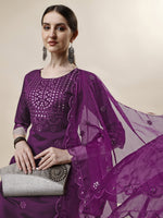 Thumbnail for Mirror Embroidered Kurta With Pant And Dupatta Set, Multicolor - Hiral Fashion - Distacart
