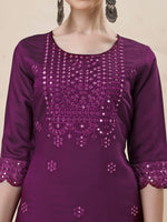 Thumbnail for Mirror Embroidered Kurta With Pant And Dupatta Set, Multicolor - Hiral Fashion - Distacart