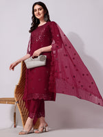 Thumbnail for Mirror Embroidered Kurta Pant & Dupatta Set, Multicolor - Hiral Fashion - Distacart