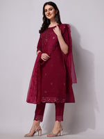 Thumbnail for Mirror Embroidered Kurta Pant & Dupatta Set, Multicolor - Hiral Fashion - Distacart