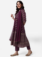 Thumbnail for Anarkali Printed Kurta With Pant & Dupatta Set, Multicolor - Hiral Fashion - Distacart
