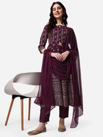 Thumbnail for Anarkali Printed Kurta With Pant & Dupatta Set, Multicolor - Hiral Fashion - Distacart