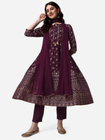 Thumbnail for Anarkali Printed Kurta With Pant & Dupatta Set, Multicolor - Hiral Fashion - Distacart