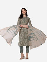 Thumbnail for Floral Printed Kurta With Pant And Dupatta Set, Multicolor - Hiral Fashion - Distacart