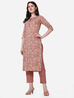 Thumbnail for Floral Printed Rust Kurta With Pant And Dupatta Set, Multicolor - Hiral Fashion - Distacart