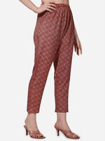 Thumbnail for Floral Printed Rust Kurta With Pant And Dupatta Set, Multicolor - Hiral Fashion - Distacart