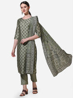 Thumbnail for Floral Printed Kurta With Pant And Dupatta Set, Multicolor - Hiral Fashion - Distacart