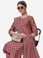 Thumbnail for Floral Printed Rust Kurta With Pant And Dupatta Set, Multicolor - Hiral Fashion - Distacart