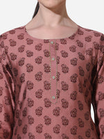 Thumbnail for Floral Printed Rust Kurta With Pant And Dupatta Set, Multicolor - Hiral Fashion - Distacart