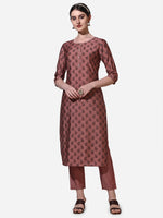 Thumbnail for Floral Printed Rust Kurta With Pant And Dupatta Set, Multicolor - Hiral Fashion - Distacart