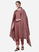 Thumbnail for Floral Printed Rust Kurta With Pant And Dupatta Set, Multicolor - Hiral Fashion - Distacart