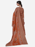 Thumbnail for Floral Printed Rust Kurta With Pant And Dupatta Set, Multicolor - Hiral Fashion - Distacart