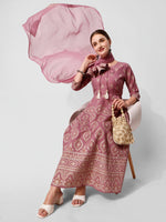 Thumbnail for Anarkali Printed Kurta Suit With Pant And Dupatta Set, Multicolor - Hiral Fashion - Distacart