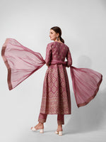 Thumbnail for Anarkali Printed Kurta Suit With Pant And Dupatta Set, Multicolor - Hiral Fashion - Distacart