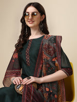 Thumbnail for Embroidered Kurta With Pant & Printed Dupatta Set, Multicolor - Hiral Fashion - Distacart