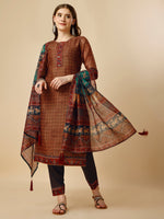 Thumbnail for Printed Kurta With Pant And Printed Dupatta Set, Multicolor - Hiral Fashion - Distacart