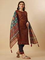 Thumbnail for Printed Kurta With Pant And Printed Dupatta Set, Multicolor - Hiral Fashion - Distacart