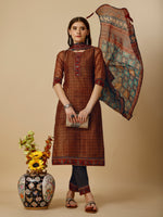 Thumbnail for Printed Kurta With Pant And Printed Dupatta Set, Multicolor - Hiral Fashion - Distacart