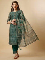 Thumbnail for Printed Kurta With Pant And Dupatta Set, Multicolor - Hiral Fashion - Distacart