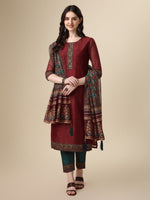 Thumbnail for Printed & Hand Embroidered Kurta With Pant And Printed Dupatta Set, Multicolor - Hiral Fashion - Distacart
