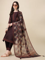 Thumbnail for Hand Embroidered Kurta With Pant And Dupatta Set, Multicolor - Hiral Fashion - Distacart