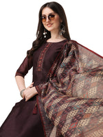 Thumbnail for Hand Embroidered Kurta With Pant And Dupatta Set, Multicolor - Hiral Fashion - Distacart