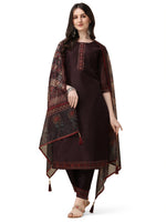 Thumbnail for Hand Embroidered Kurta With Pant And Dupatta Set, Multicolor - Hiral Fashion - Distacart