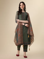 Thumbnail for Printed & Hand Embroidered Kurta With Pant And Printed Dupatta Set, Multicolor - Hiral Fashion - Distacart