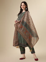 Thumbnail for Printed & Hand Embroidered Kurta With Pant And Printed Dupatta Set, Multicolor - Hiral Fashion - Distacart