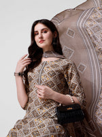 Thumbnail for Printed Brown Kurta Pant & Dupatta Set, Multicolor - Hiral Fashion - Distacart