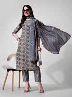 Thumbnail for Printed Blue Kurta Pant & Dupatta Set, Multicolor - Hiral Fashion - Distacart