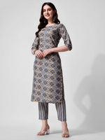 Thumbnail for Printed Blue Kurta Pant & Dupatta Set, Multicolor - Hiral Fashion - Distacart