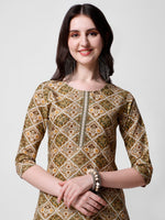 Thumbnail for Printed Green Kurta Pant & Dupatta Set, Multicolor - Hiral Fashion - Distacart