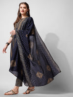 Thumbnail for Printed Kurta With Pant And Dupatta Set, Multicolor - Hiral Fashion - Distacart