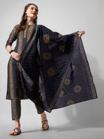 Thumbnail for Printed Kurta With Pant And Dupatta Set, Multicolor - Hiral Fashion - Distacart