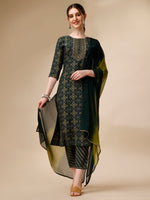 Thumbnail for Ethnic Motif & Embroidered Kurta With Pant & Dupatta Set, Multicolor - Hiral Fashion - Distacart