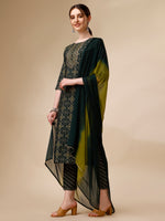 Thumbnail for Ethnic Motif & Embroidered Kurta With Pant & Dupatta Set, Multicolor - Hiral Fashion - Distacart