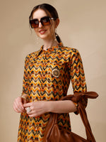 Thumbnail for Placement Embroidered Chevron Printed Asymmetric Co-Ords, Multicolor - Hiral Fashion - Distacart